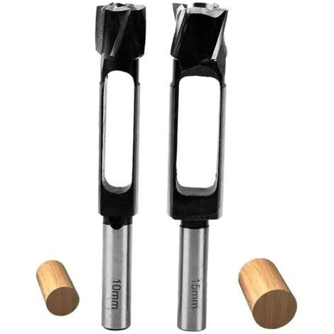 2 Pin and Deep Plug Tool Grinder Kits, Wood Plug Tools with 1/2" Circular Handle for Rivet Making for Woodworking Furniture (10MM+15MM) (1/5)