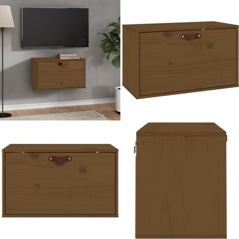 Pensile Marrone ambra 60x30x35 cm in Legno Massello di Pino - Mobile portaoggetti - Arredamento decorativo