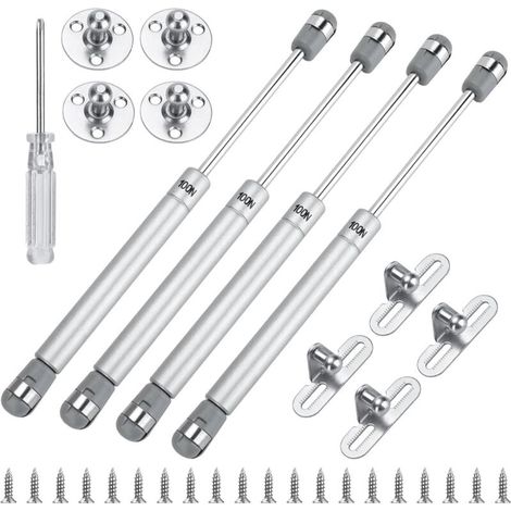 4 Pièces Verin Hydraulique Kit d'Accessoires de Clapet à Ressort, 100N Vérins à Gaz Hydrauliques, Charniere Porte Cuisine pour Placard, Verin Meuble pour Télévision Meuble, Armoire, Étagère (1/5)