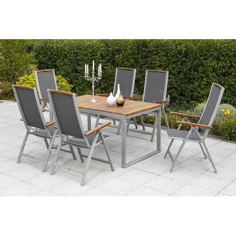 Siena Set 7tlg 6 Sessel Tisch 150(200)x90cm