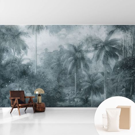 Tapete Vliestapete mit Kleber Wandtapete modern - Tapete mit Motiv - Tapete Schlafzimmer Tropische Vegetation 416x254 cm (1/5)
