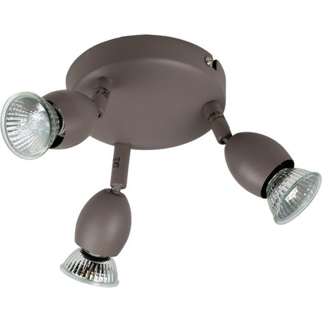 Plafonnier rond taupe 3 spots orientables Applique plafond halogene GU10 42 W (1/3)