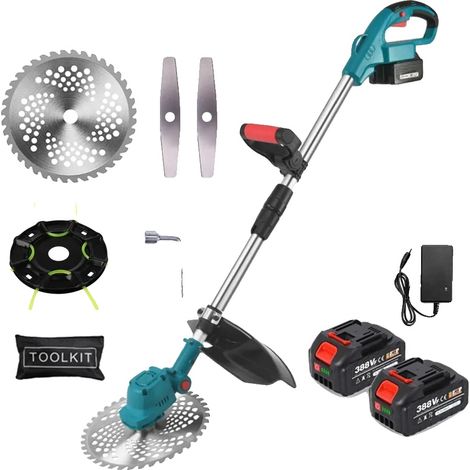 Tondeuse à gazon électrique, moteur sans balais, largeur de coupe réglable, avec 2 ensembles de batteries (1/2)