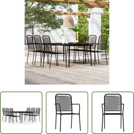 Table de jardin - Ensemble à manger de jardin 7 pcs Noir (1/5)