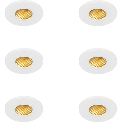 Set of 6 Modern Bathroom Recessed Spotlights White IP54 - Shed Honey (1/4)