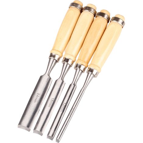 Jeu de 4 ciseaux à bois ronds à lame intérieure - 6 mm, 12 mm, 18 mm, 24 mm - outils de menuiserie (1/4)