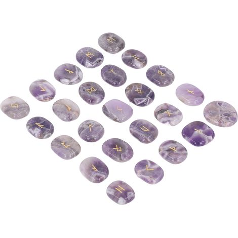 25 Pierres de Rune Polies et Gravées pour Divination, Méditation et Équilibre des Chakras (1/5)