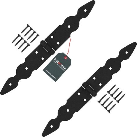 KOTARBAU® Set di 2 nastri per porta, 150 x 150 x 35 mm, in acciaio verniciato a polvere, colore nero, cerniera per finestra, porta da giardino, cerniera (1/5)