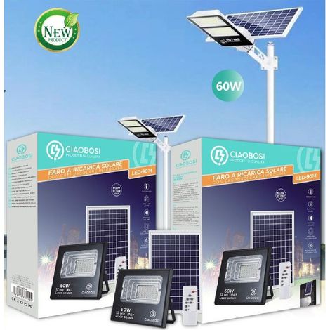 Linq - Faro Faretto Led Pannello Solare Fotovoltaico 60w Con Crepuscolare Ip67 Led-9014 - (1/3)