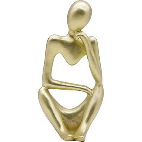 La Statue du penseur, Résine Penseur Sculpture Abstraite Statue Caractère Moderne Figurines Accueil Décor Bureau de Bureau Ornement d'anniversaire Cadeaux Or Droit