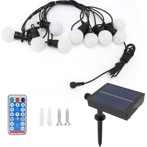 Guirlande lumineuse solaire G50 IP44, lampes décoratives extérieur blanc chaud, étanche et résistante aux intempéries