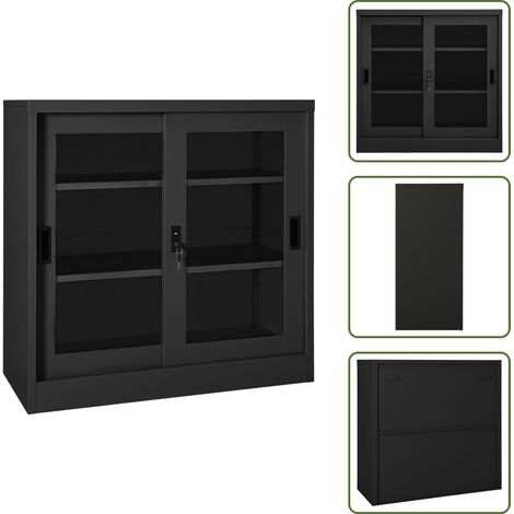 Armadio con lucchetto - vidaXL Armadio con Ante Scorrevoli Antracite 90x40x90 cm in Acciaio - Armadio per ufficio