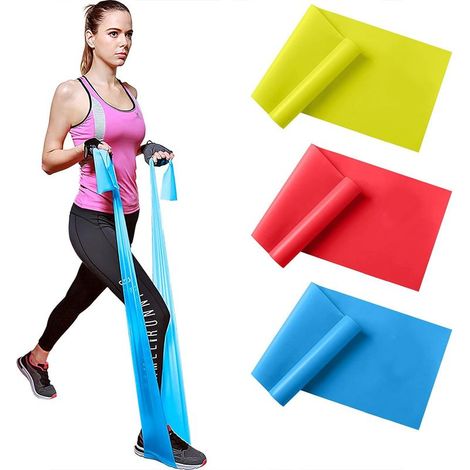 Bandes de résistance élastiques, fitness, yoga, pilates, tonification, musculation, lot de 3 avec 3 niveaux de difficulté différent (1/5)