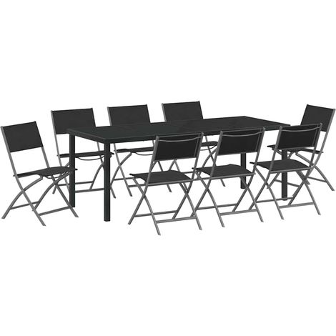 Maison Exclusive - Set da Pranzo per Giardino 9 pcs Nero
