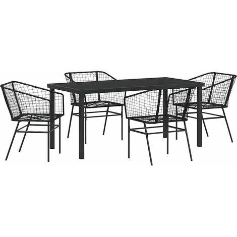 Ensemble de salle à manger pour jardin 5 pcs,Salon de jardin Noir polyrotin CFW53282 (1/5)