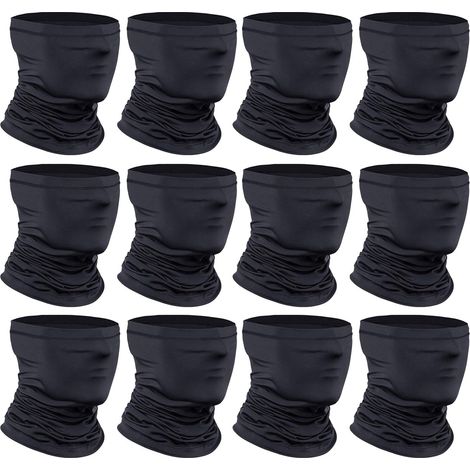 [Lot de 12] Cache-cou écharpe, turban respirant, couvre-turban facial refroidissant le cou leggings cyclisme (noir) (1/2)