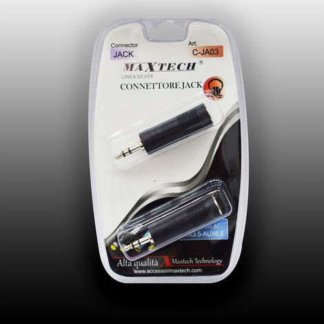 TRADE SHOP - Connettore Adattatore Stereo Jack 3.5mm Maschio - Jack 6.5mm Femmina Maxtech C-jac03 -