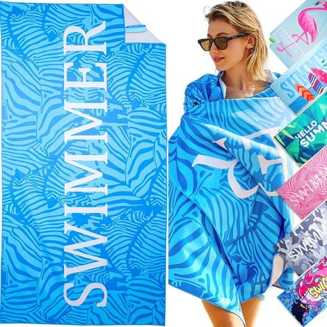Strandtuch Mikrofaser 180x90 sandabweisend Swimmer-blau (1/5)