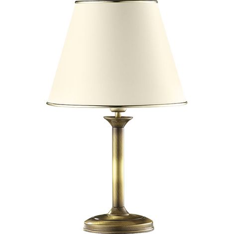 Lampada da tavolo ottone patinato paralume ecru E27 15W Jupiter