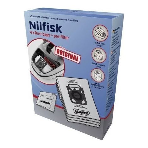 BOITE DE 4 SACS AVEC PRE-FILTRE POUR ASPIRATEUR NILFISK ADVANCE (1/3)