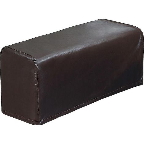 Lot de 2 housses de protection extensibles et imperméables en similicuir pour accoudoirs de canapé et fauteuil, marron (1/5)