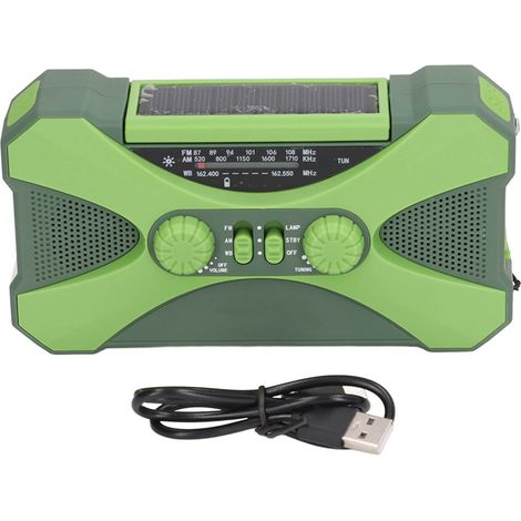 1 Radio portable, manivelle solaire, batterie 10000mAh, lampe LED, urgence extérieur (1/5)