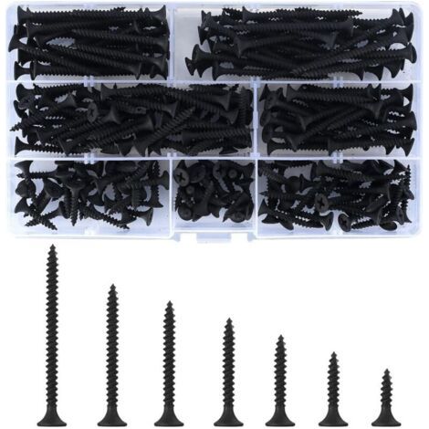 220 Kits de Vis à Bois Autotaraudeuses Vis M3.5, Filetage Pointu Vis - 3.5mm x (16/20/25/30/35/40/50 mm), pour Cloisons SèChes, Meubles En Bois, Parties Fixes. (1/5)