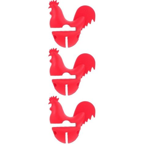 3-Piece Rooster-Shaped Pot Clip, Anti-Overflow Lifter, Practical for Pots and Pans, Heat-Resistant Kitchen Utensil, Prevents Splashes at Home (1/5)