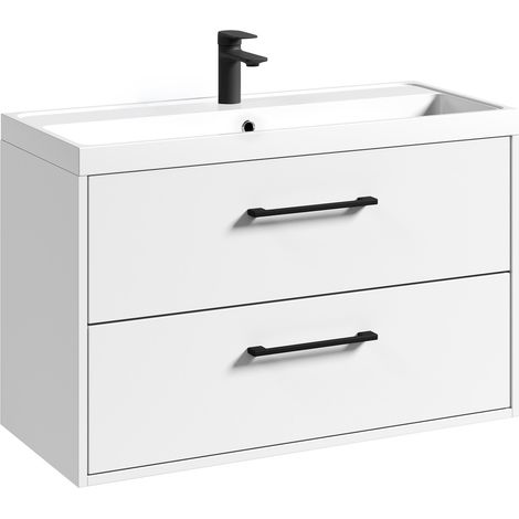 Badplaats Mobile Bagno Florence 01 80 x 40 cm – Bianco Lucido – Mobile Sospeso