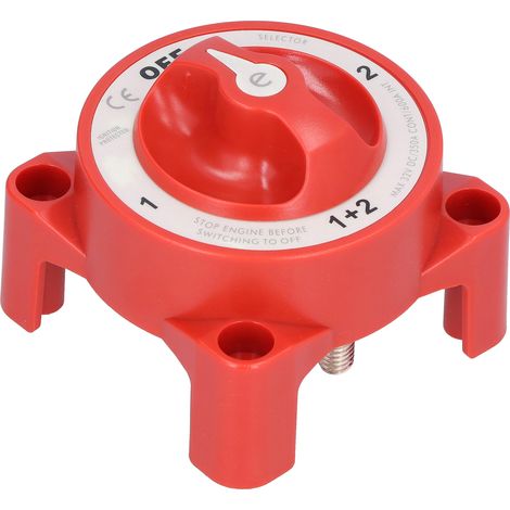 Interruttore batteria a 4 posizioni da 350 A, impermeabile IP66 per camper, yacht e macchine edili (rosso)