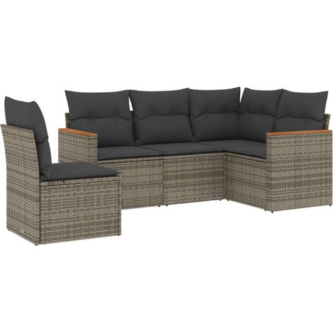 Maison Exclusive - 5-tlg. Garten-Sofagarnitur mit Kissen Grau Pol