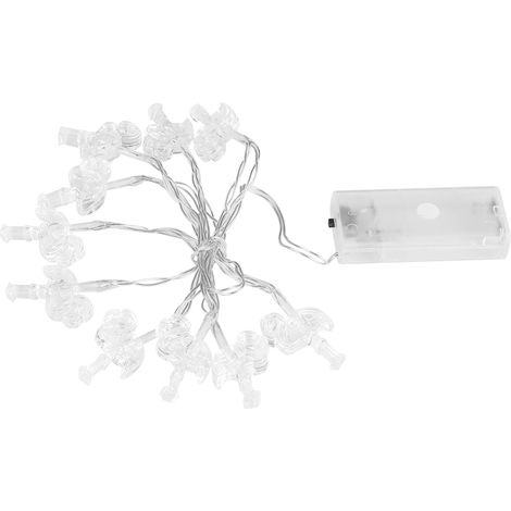 Guirlande lumineuse extérieure de 1,2 m à 10 LED, motif flamants roses, blanc chaud, idéale pour mariages, anniversaires et décorations d'intérieur. (1/5)