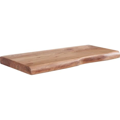 Étagère Murale 60 cm Acacia Massif Bord Naturel, Étagère Flottante étagère murale rustique au style campagne, étagère suspendue pour livres et déco, fait main, chaque étagère est unique (1/5)