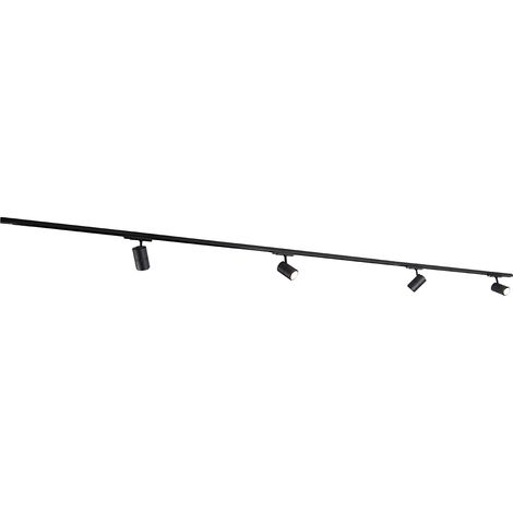 QAZQA Moderno Sistema de riel moderno trifásico negro con 4 focos 3000-4000K - Ruler Aluminio /Acero /Plástico Alargada Incluye LED Max. 4 x 25 Watt