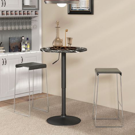 Bartisch rund aus Holzwerkstoff Schwarz Ø60 cm höhenverstellbar 68-93,5 cm (1/5)