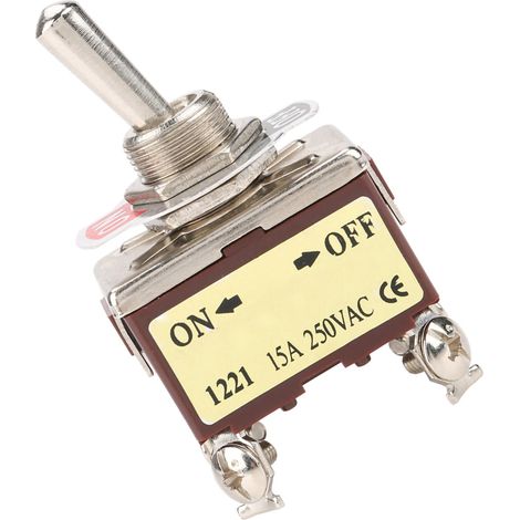 Lot de 5 interrupteurs à bascule marche/arrêt à 2 positions, 4 broches, montage 12 mm, 15 A, 250 V CA (1/5)