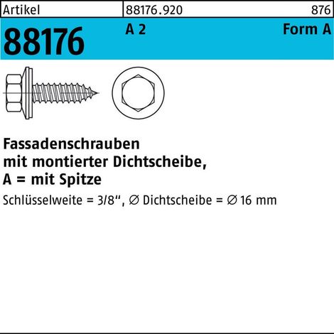 Fassadenschraube VG 6,5x38 Edelstahl A2 blank ASK 400 Stk (1/2)