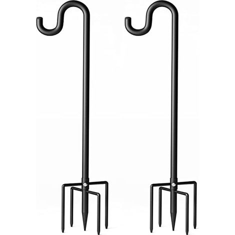 Lot de 120 cm de crochets de jardin réglables en hauteur en acier inoxydable avec base à 5 branches pour paniers de fleurs, mangeoires à oiseaux et décoration intérieure - Bleu (1/5)
