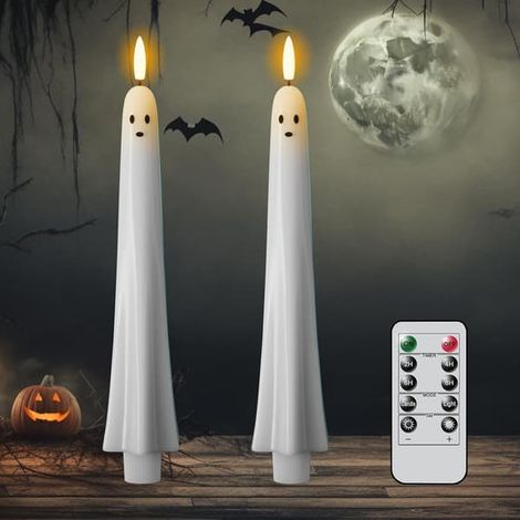 2 chandeliers fantômes sucrés scintillants sans flamme, chandeliers fantômes LED d'Halloween sans flamme, alimentés par piles, adaptés aux fêtes, dîners de vacances-FM- 2PCS - taille (1/5)