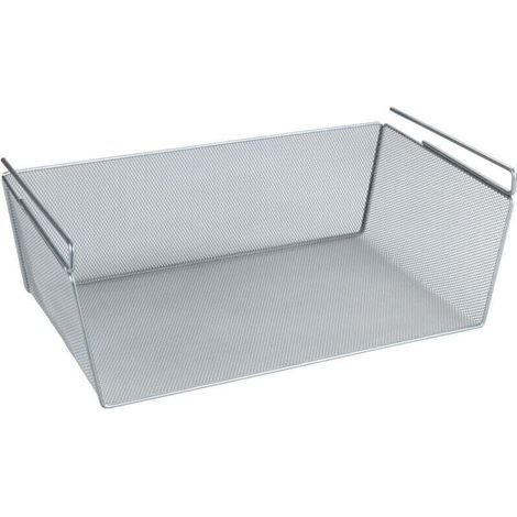 Panier suspendu 49x28x18 cm métal argenté rangement cuisine corbeille à suspendre organisateur de cuisine panier à suspendre corbeille de rangement sous étagère corbeille métallique suspendue (1/5)
