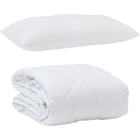 Duvet d'été simple avec oreiller 2 pcs,Couette Blanc Microfibre CFW12589 (1/5)