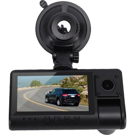 Caméra de Tableau de Bord à 3 Canaux Avant Arrière à L'intérieur de la Voiture 1080P HD avec écran de 3 Pouces Objectif Ultra Grand Angle WiFi Nocturne Enregistrement en Boucle (1/5)