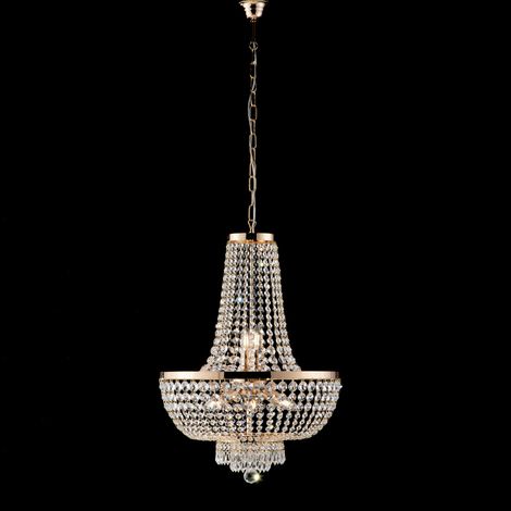 Lampadario imperiale in ferro e ottone Oro con stass otto luci 50x h74 cm
