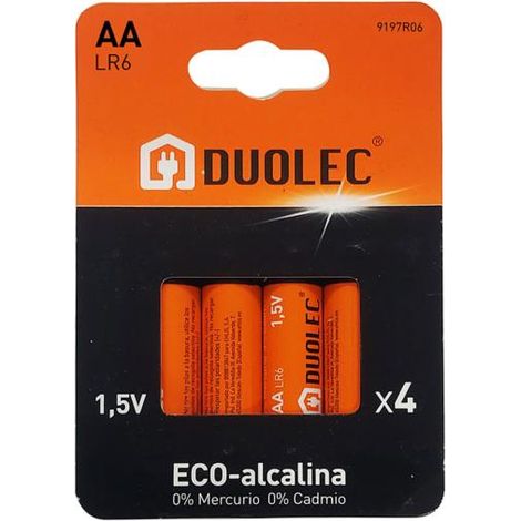 Pila alcalina Duolec AA LR06 1,5 V. 4 unid. -