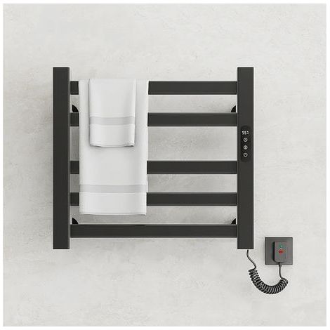 Sèche-serviettes électrique avec affichage numérique – Température réglable 30-70°C – Protection IPX5 – Installation facile - R308-noir (1/5)