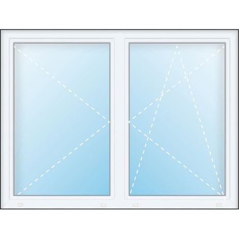 Meeth – Fenêtre PVC triple vitrage 160x140cm – 2 vantaux à battue – Isolation thermique Ud 0,9 W/m²K – Vitrage collé pour rigidité