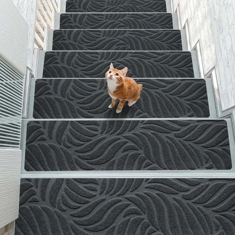 tapis TPU autocollants antidérapants avec double adhésif protection escalier facile à poser 10 Bois Gris Foncé (1/5)