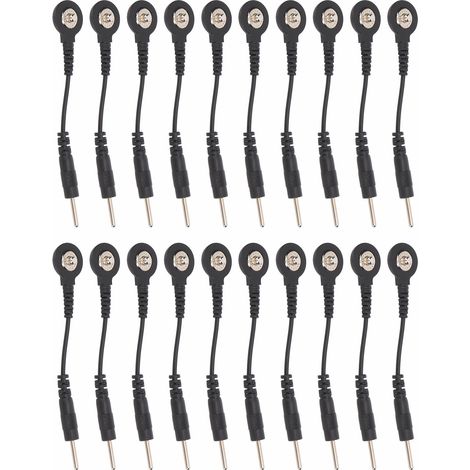 20pcs Fils d'électrode noirs avec connecteurs à pression pour appareil TENS Machine de traitement digital 2 pouces (1/5)