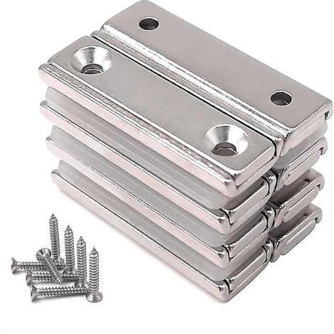 Compatible avec 8 aimants rectangulaires, force de traction de 20 kg, dimensions 40 x 13,5 x 5 mm, avec trou fraisé et couvercle, aimant pour casseroles domestiques et industrielles. (1/5)