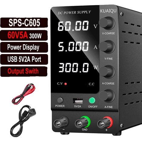 Fuente de alimentación de CC, salida ajustable, pantalla LED de 4 dígitos, SPS-C605 60V5A (1/2)